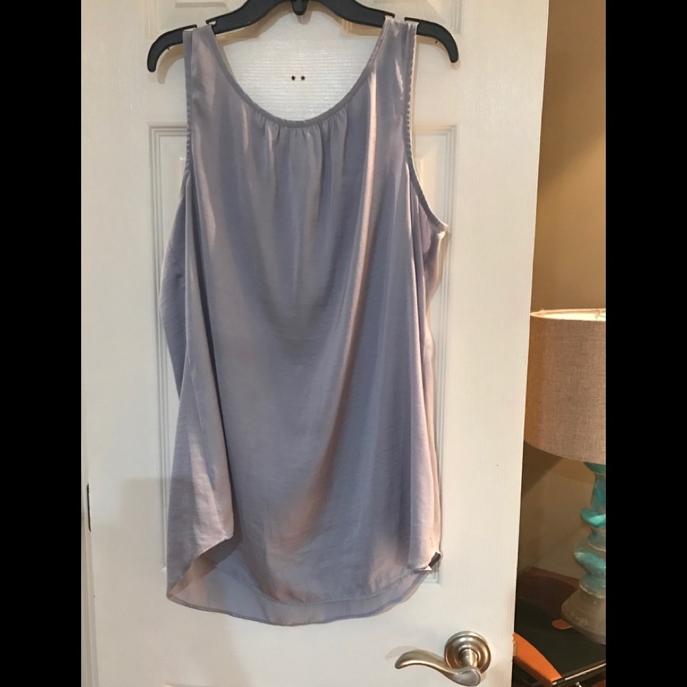 Soft grey top with pretty tie back closure